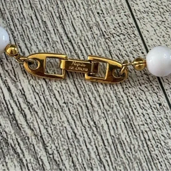 Napier White & Gold Tone Beaded Necklace - Picture 5 of 5